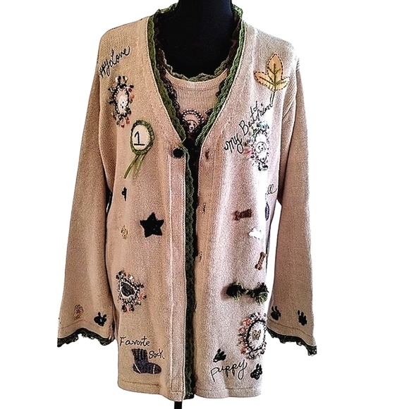 Storybook Knits Limited Edition Cardigan Set 1X (Dog Themed) NWT - Picture 4 of 14